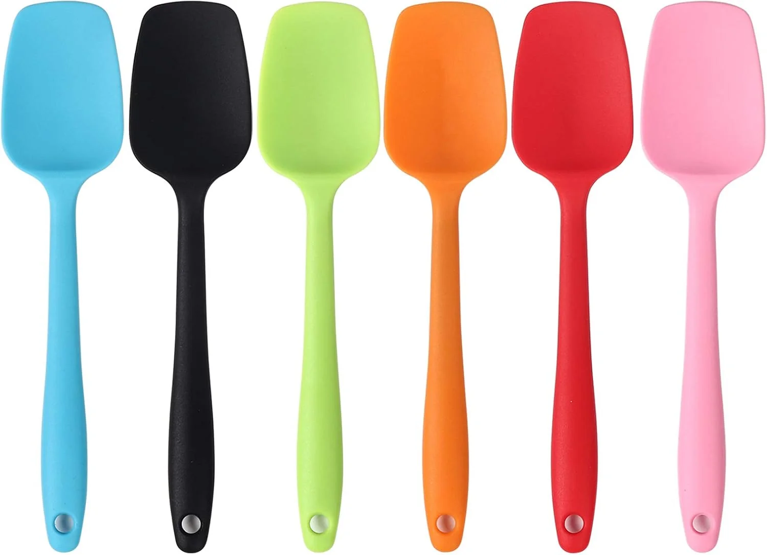High-Quality MOACC Silicone Spatulas 8.2 inch Small Rubber Spoon Spatula Heat Resistant Seamless One Piece Design Non-Stick Spoonula Flexible Scrapers Baking Mixing Tool 6 Pcs Contemporary
