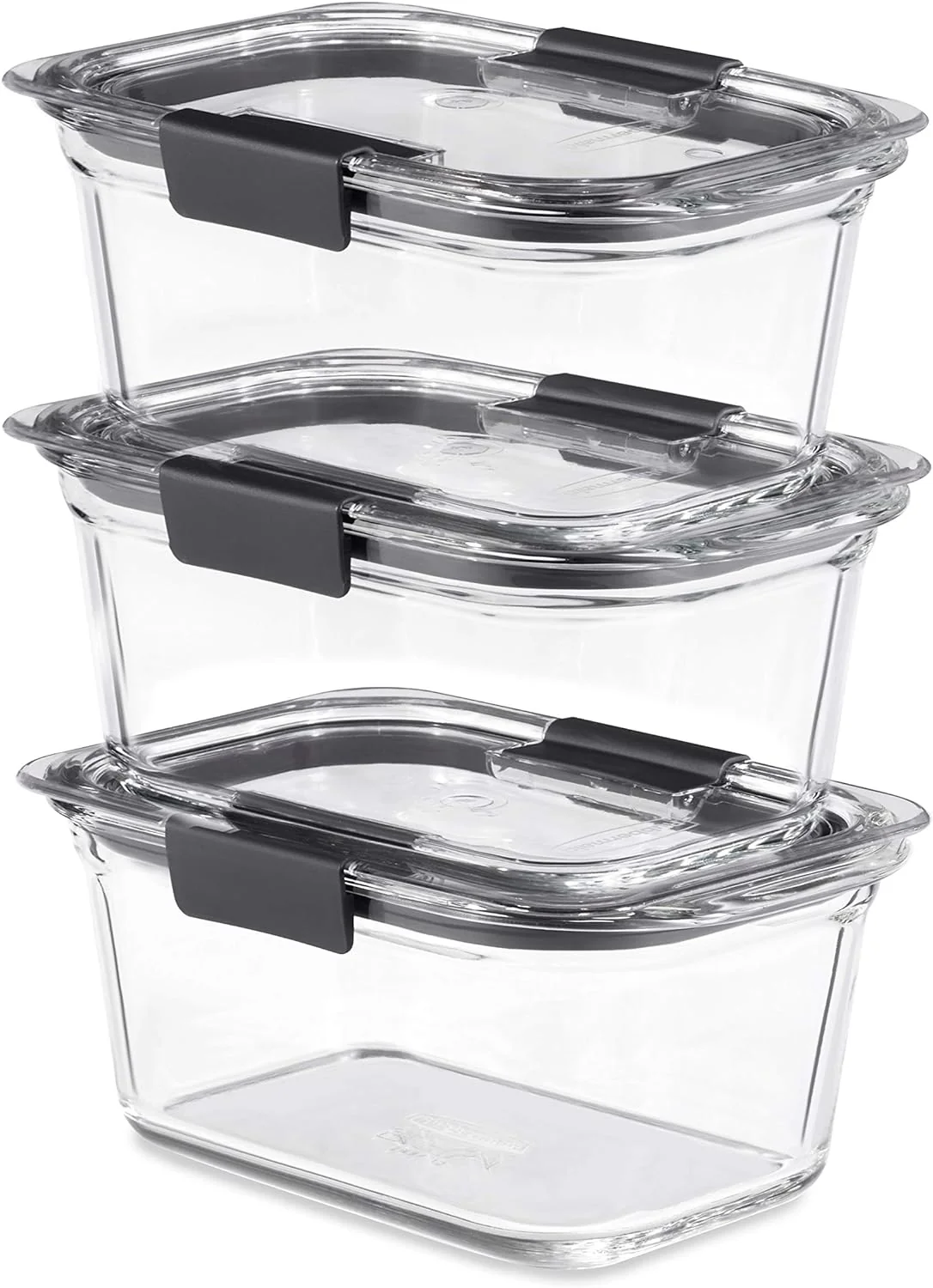 Authentic Rubbermaid Brilliance Glass Storage 4.7-Cup Food Containers with Lids Set of 3 Clear Trendy