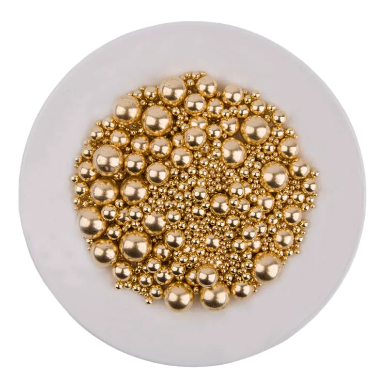 Casual Edible Bright Gold Sugar Pearls Candy Sprinkles 120G 4.23Ounce Baking Cake Sprinkles Cupcake and Cake Topper Cookie Decorations Wedding Party World-Class