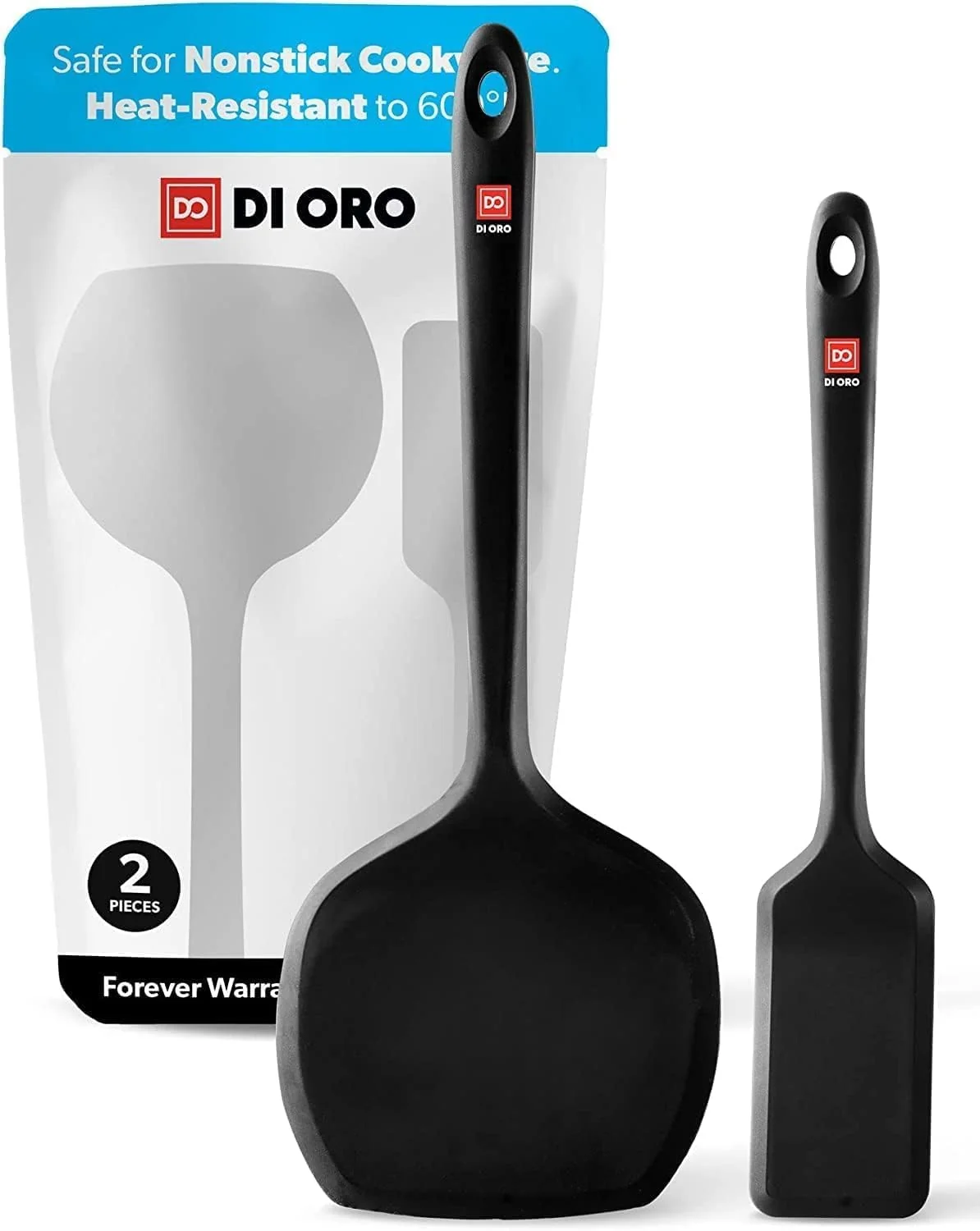 Next-Generation DI ORO Silicone Turner Spatula Set – Kitchen Spatulas for Nonstick Cookware – Cooking Utensils for Flipping Eggs Pancakes Exclusive