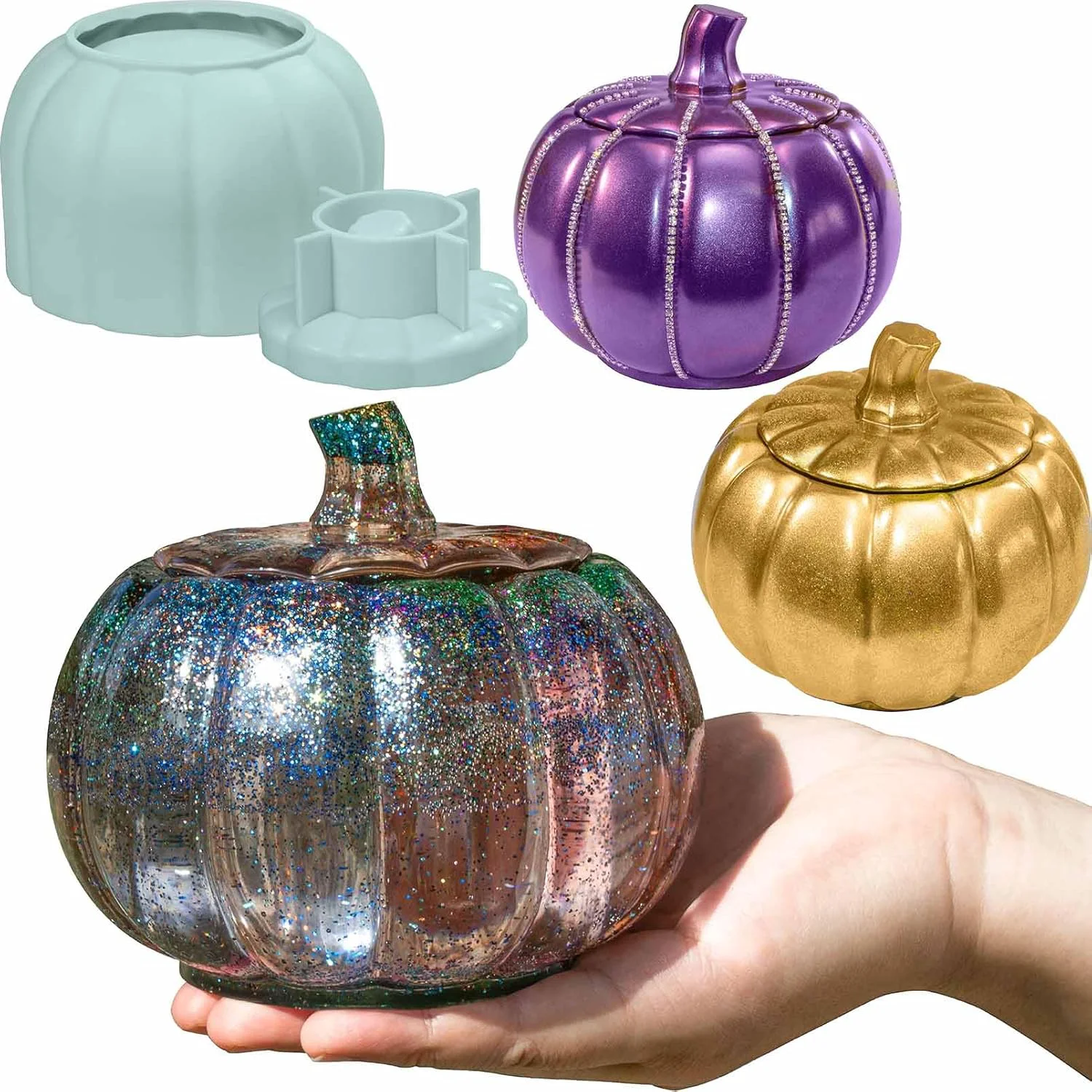 Environmentally Friendly Pumpkin Jar Resin Mold Large Jar Mold Halloween Epoxy Resin Molds Pumpkin Silicone Molds Autumn Halloween Decor Jewelry Trinket Container Prestigious