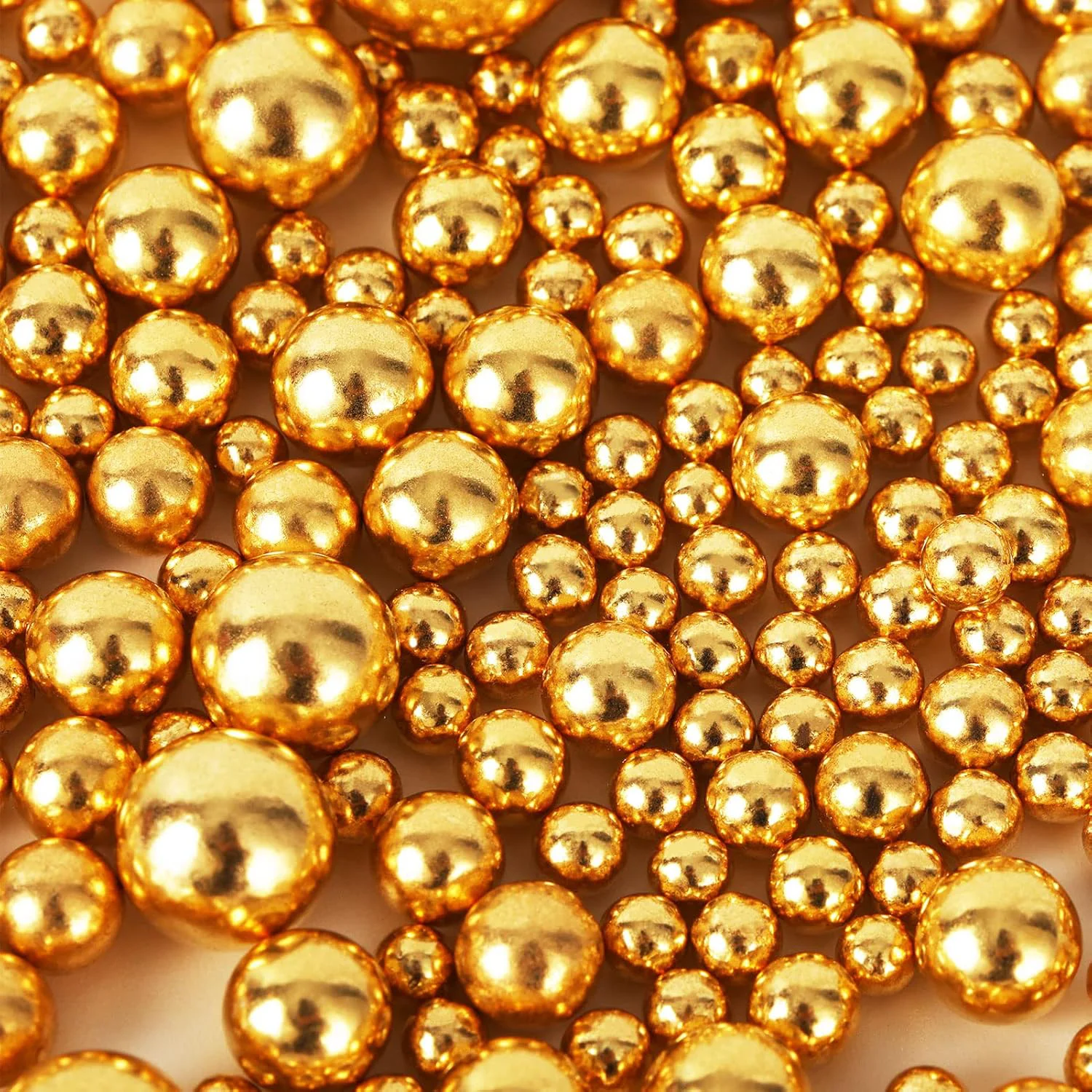 Elegant Kasvan Gold Pearl Sugar sprinkles – Edible Candy Pearls 130g 4.58 Oz Mix Size Cake Candy Decorate Cakes Cookies Ice Cream Bright Gold Reusable
