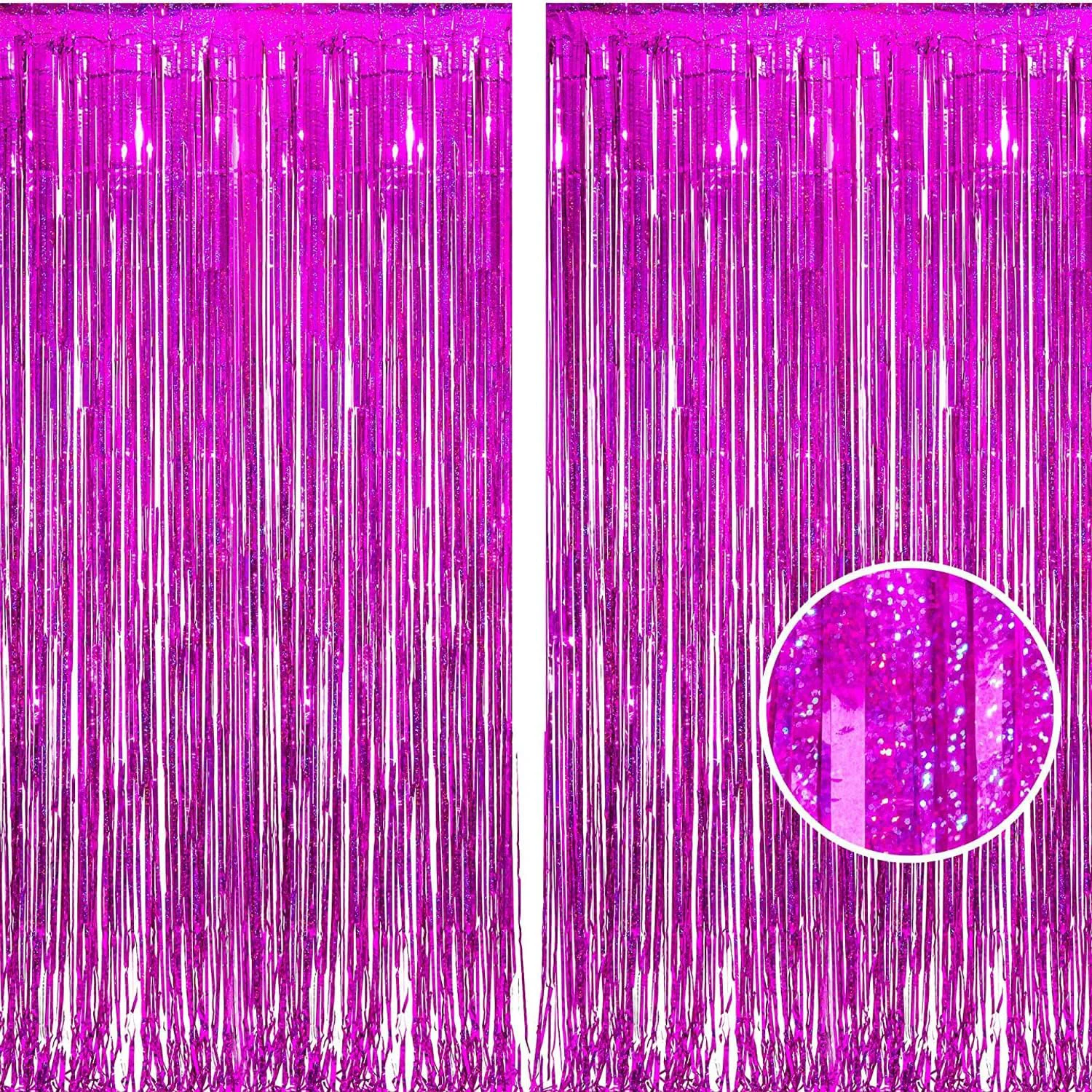 Dependable Braveshine Hot Pink Tinsel Foil Fringe Curtains – 2Pcs 3.2×8.2ft Metallic Party Streamers Backdrop for Girl Birthdays Valentines Bridal Shower Enhanced