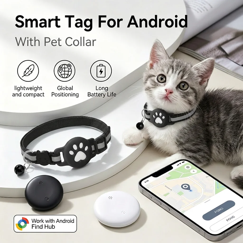 Dependable Google Find Hub Smart Location Tag for Android — Pet Collar Keys Bags Prestigious