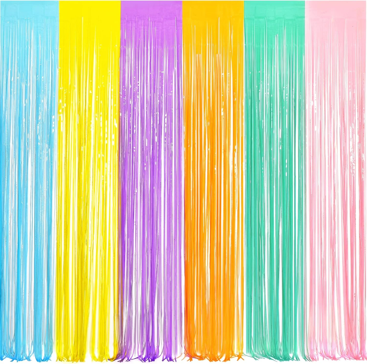 Trendy Braveshine Tinsel Foil Fringe Curtains – 2Pcs 3.2×8.2ft Pastel Colourful Photo Backdrop for Sweet Birthdays Easter Bunny Bridal Shower Fairy Kids High-Performance