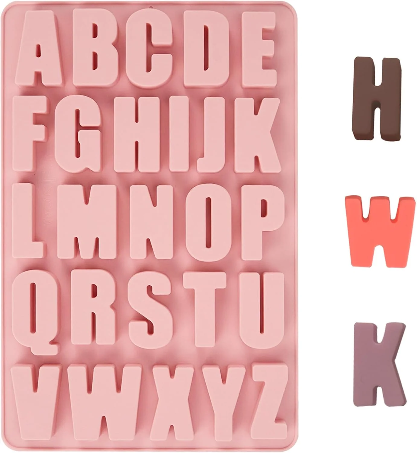 Unique 1 Pcs 26 Cavities Silicone Alphabet Chocolate Molds Letter Molds for Chocolate Candy Cake Biscuit Large Depth Easy Release and Clean Verified