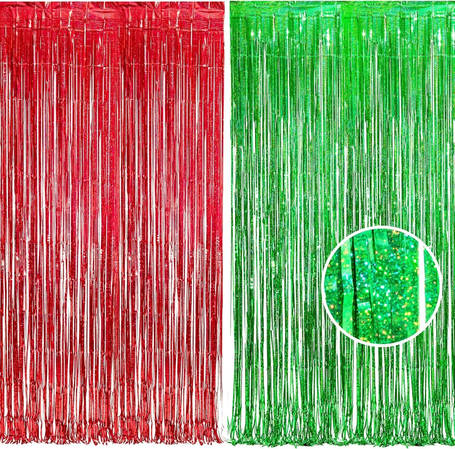 High-End Braveshine Tinsel Foil Fringe Curtains – 2 Pack 3.2 x 8.2 ft Metallic Photo Booth Streamer Backdrops for Birthdays Fiestas Melons Hawaiian Luau Convenient