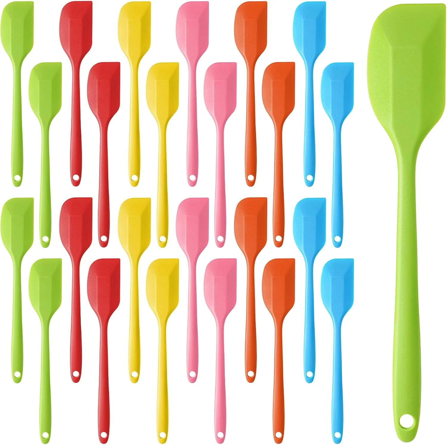 Exclusive 24 Pieces Small Silicone Spatulas 8.3 inch Heat-Resistant Scrapers Rubber with Stainless Steel Core Baking Mixing Tool Seamless Spatula for Kitchen Practical
