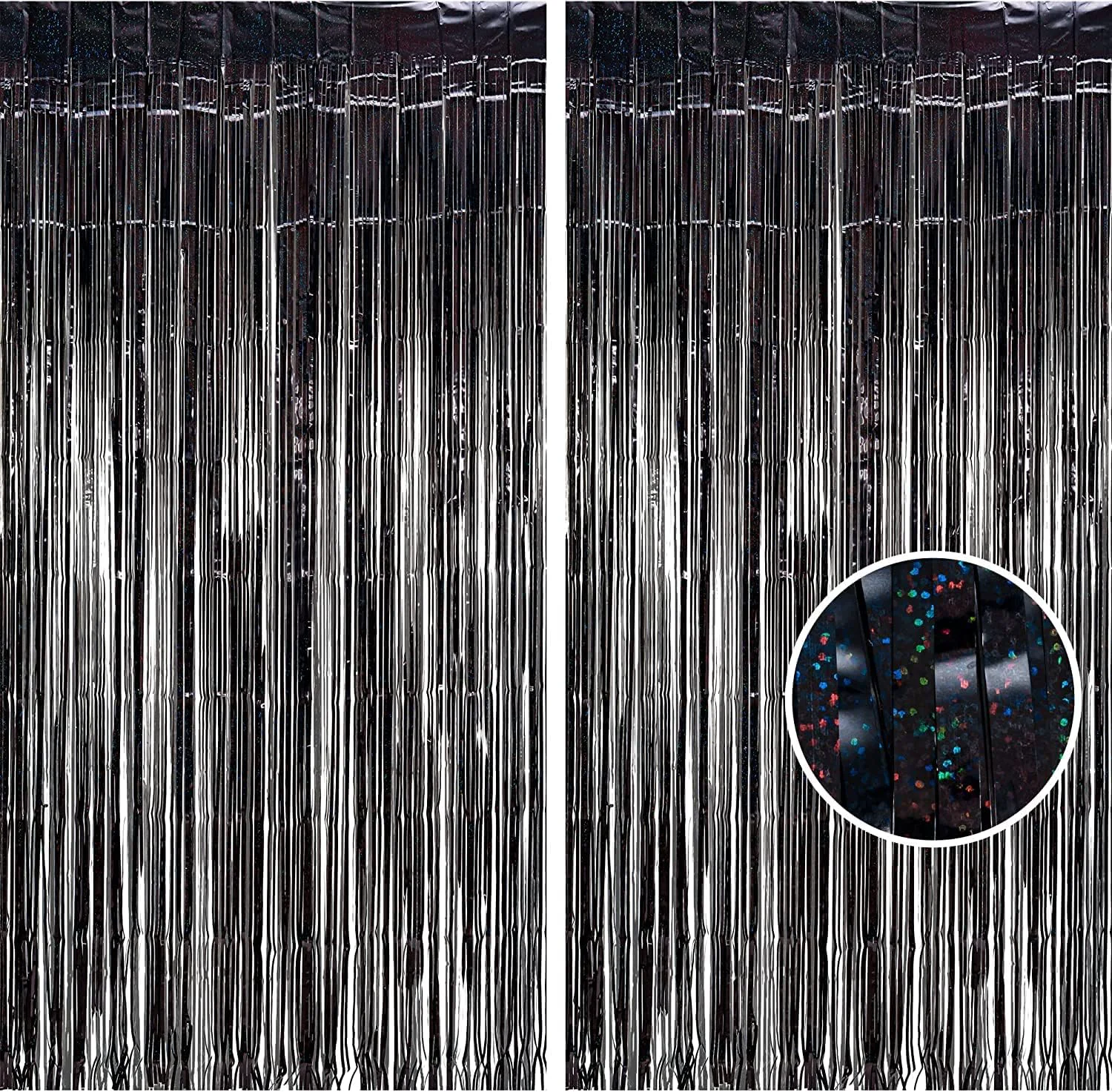 Green BRAVESHINE Black Foil Fringe Curtains Metallic Tinsel Backdrop 2 Pack Powerful