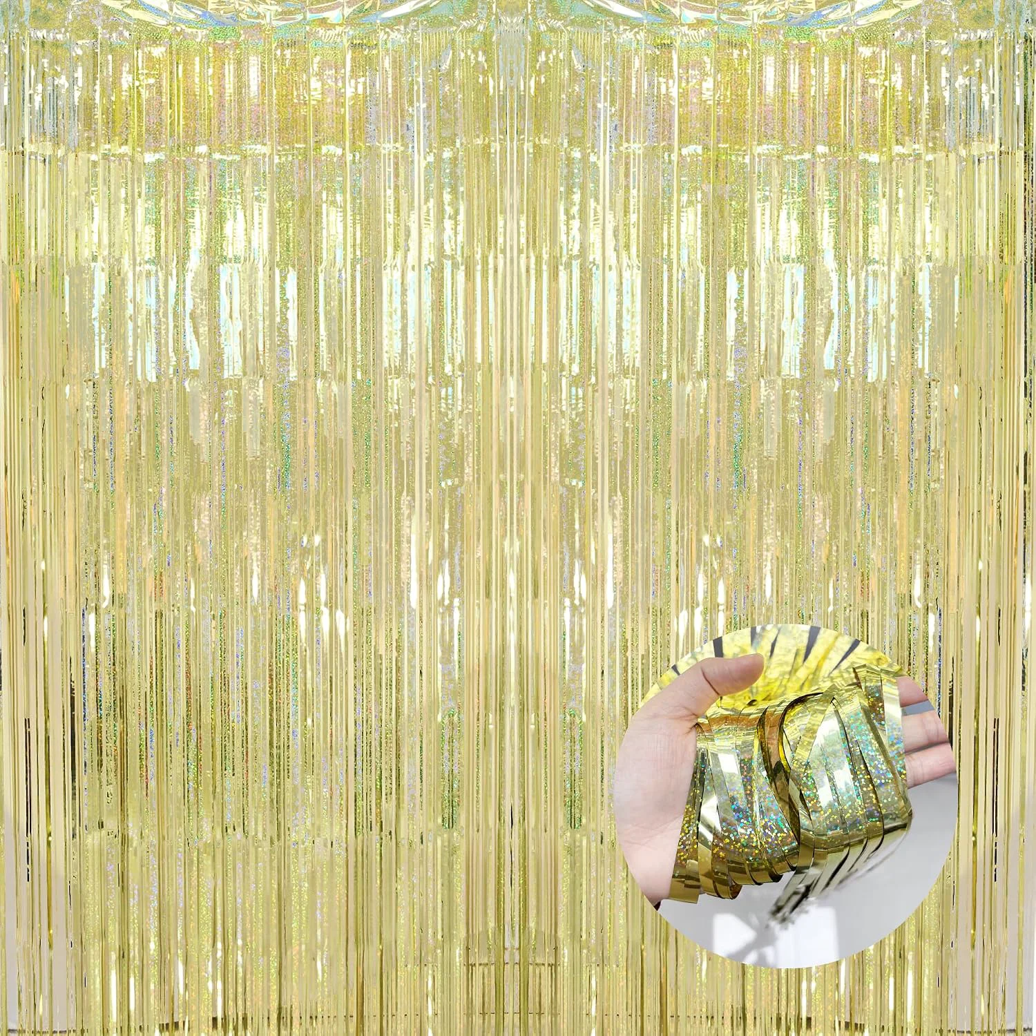 Detailed BRAVESHINE Tinsel Fringe Backdrop Gold Party Decorations 2 Pack Smart