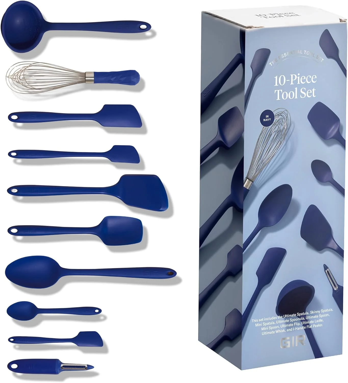 High-Grade GIR Get It Right Spatula Set – 10-Piece Silicone Navy – Heat-Resistant Spatulas for Kitchen Use Silicone Cooking Spoons Powerful