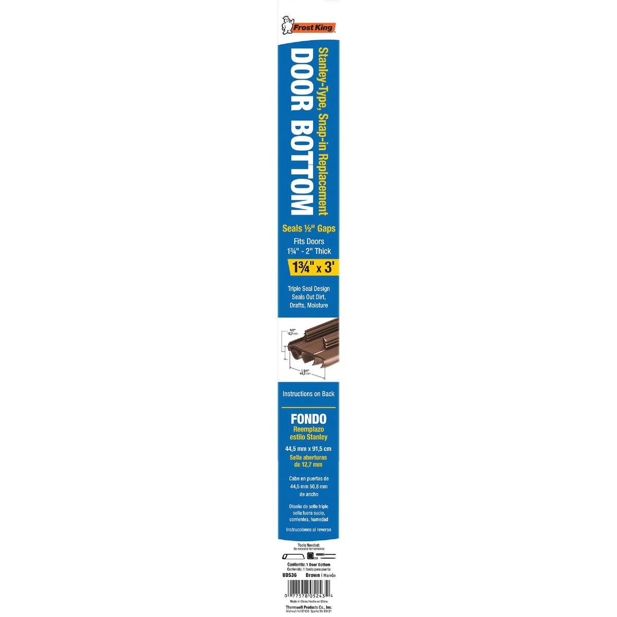 Prestigious Frost King 1.75 In. W. x 0.50 In. H. x 36 In. L. Brown Vinyl Door Bottom For Stanley Door Top-Quality