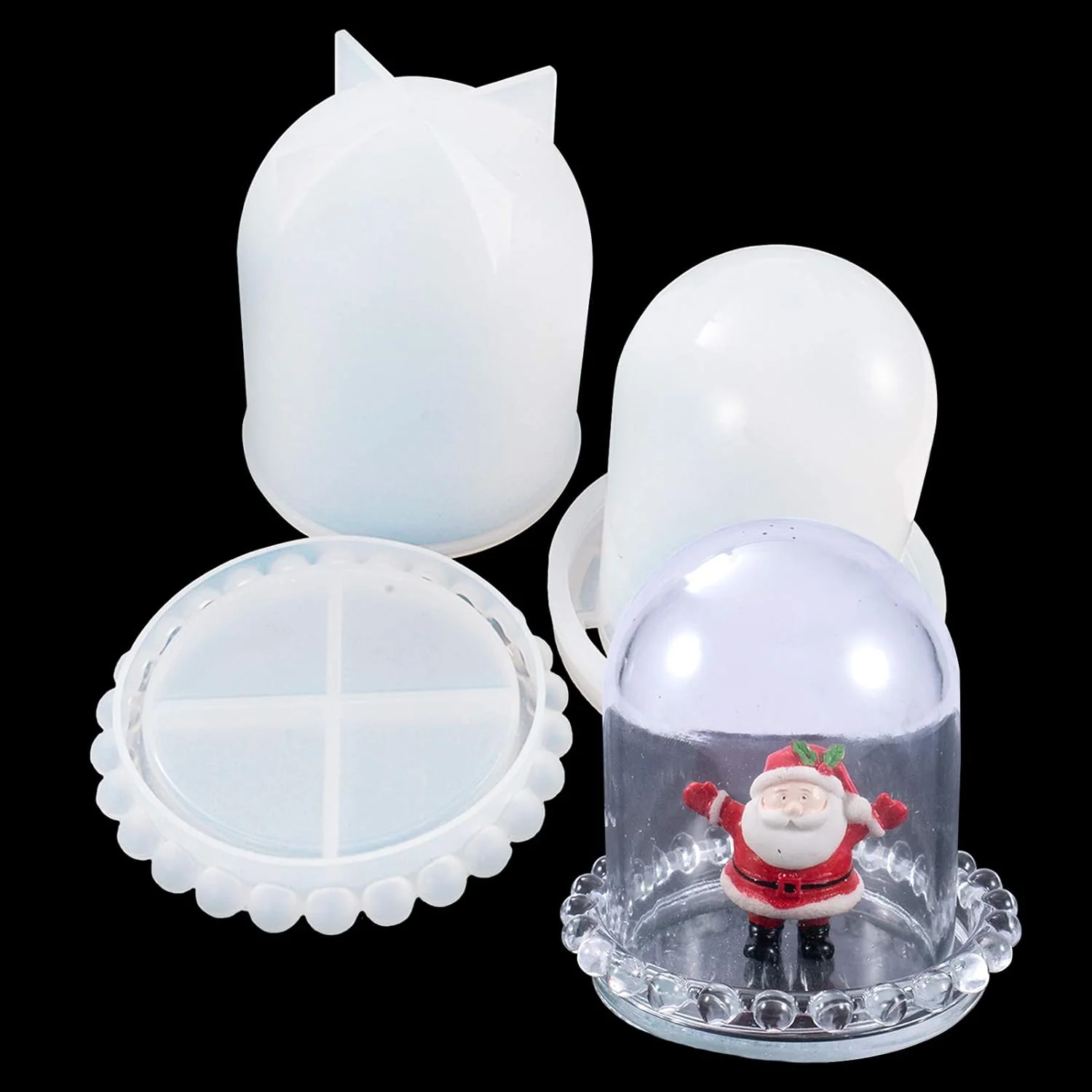 Next-Generation Cloche Bell Jar Display Dome Resin Mold with Base Dice Cup Silicone Mould Set Creative Jewelry Collectibles Showcase Holder Display Jar Resin Crafts Secure