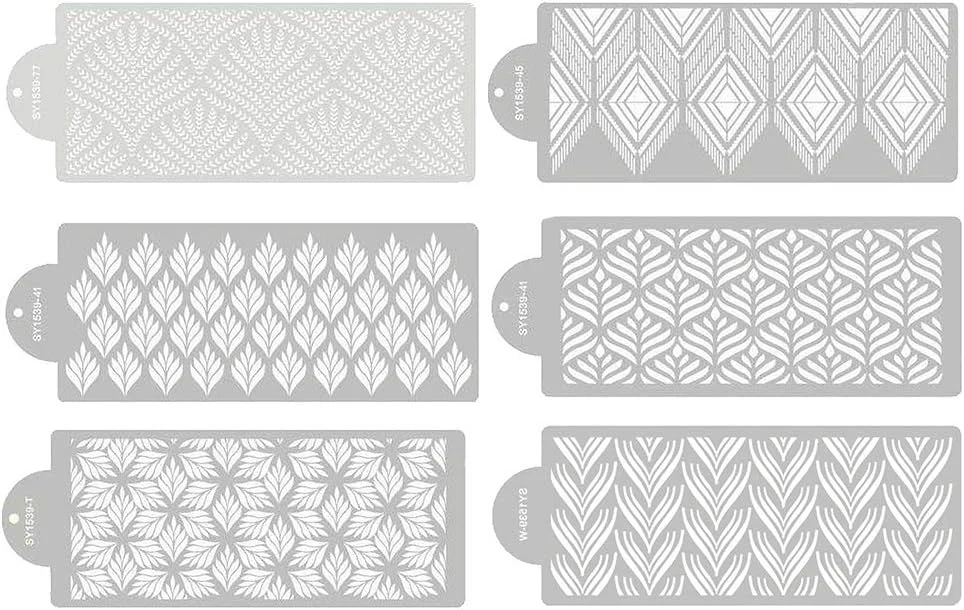 Versatile RAYNAG 6 Pieces Cake Stencils Baking Templates Cookie Fondant Cupcake Embossing Mesh Stencil Dessert Decorating Molds Spray Cake Painting Stencils High-Performance