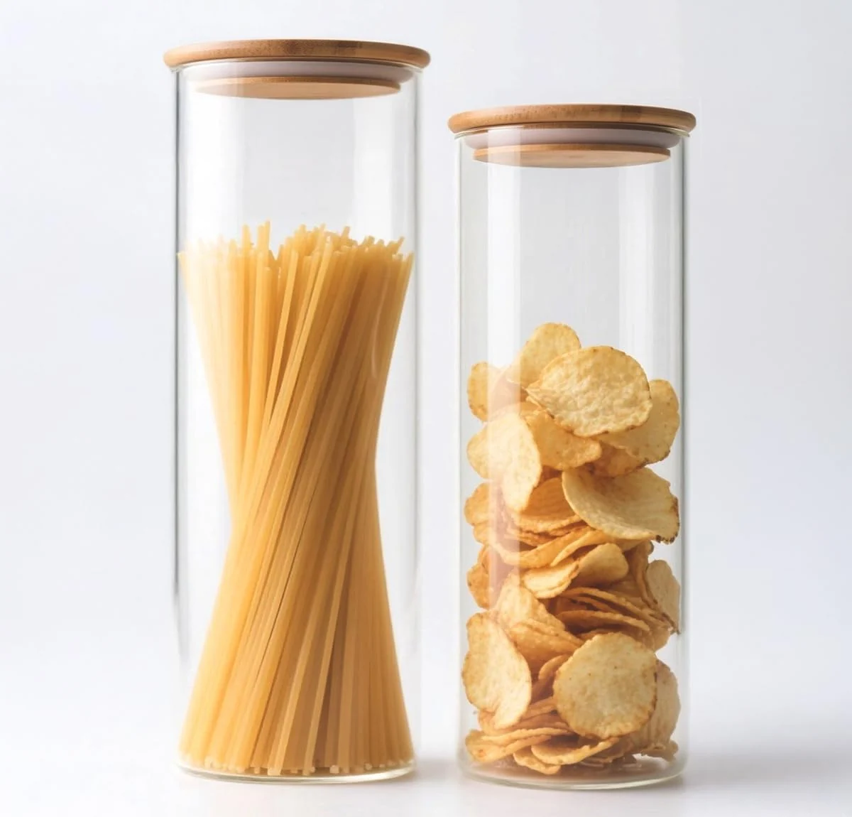 Convenient 66 37 oz Glass Food Storage Jars with Airtight Lids Tall Clear Glass Jar with Bamboo Lid Airtight Food Canister for Pasta Candy Coffee Sugar Cookie Snack. Round 10 11 Inch Smart