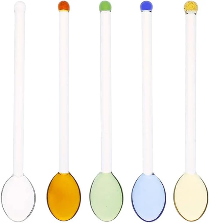 User-Friendly 5 Pieces Glass Spoons for Coffee Teaspoons Glass Stirring Spoon Rod 5.9 inch Coffee Stirrers Ice Tea Spoon Glass Mixing Spoon for Tea SugarHome Bar Sustainable