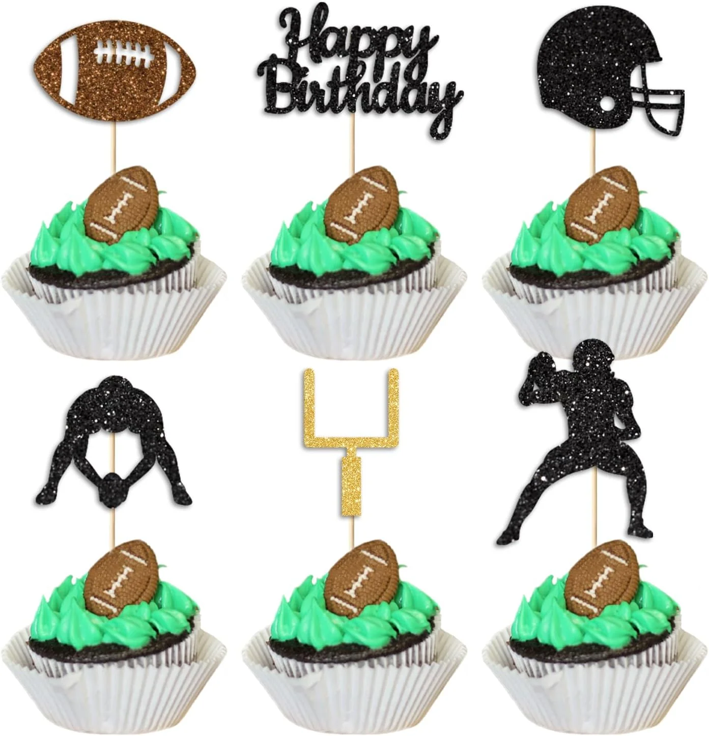Trusted 36PC Football Cupcake Toppers for Birthday Glitter Football Cake Toppers for Boys Birthday Football Birthday Party Decorations Supplies Outstanding