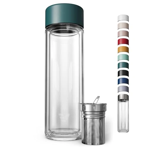 Functional Glass Multi Tea Infuser Bottle 14oz Quality