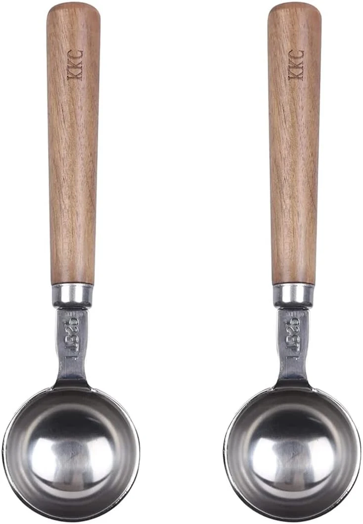 Reusable KKC HOME ACCENTS 1 Tbsp Measuring Spoon Silver Short Wooden Handle 15mlx2 Advanced