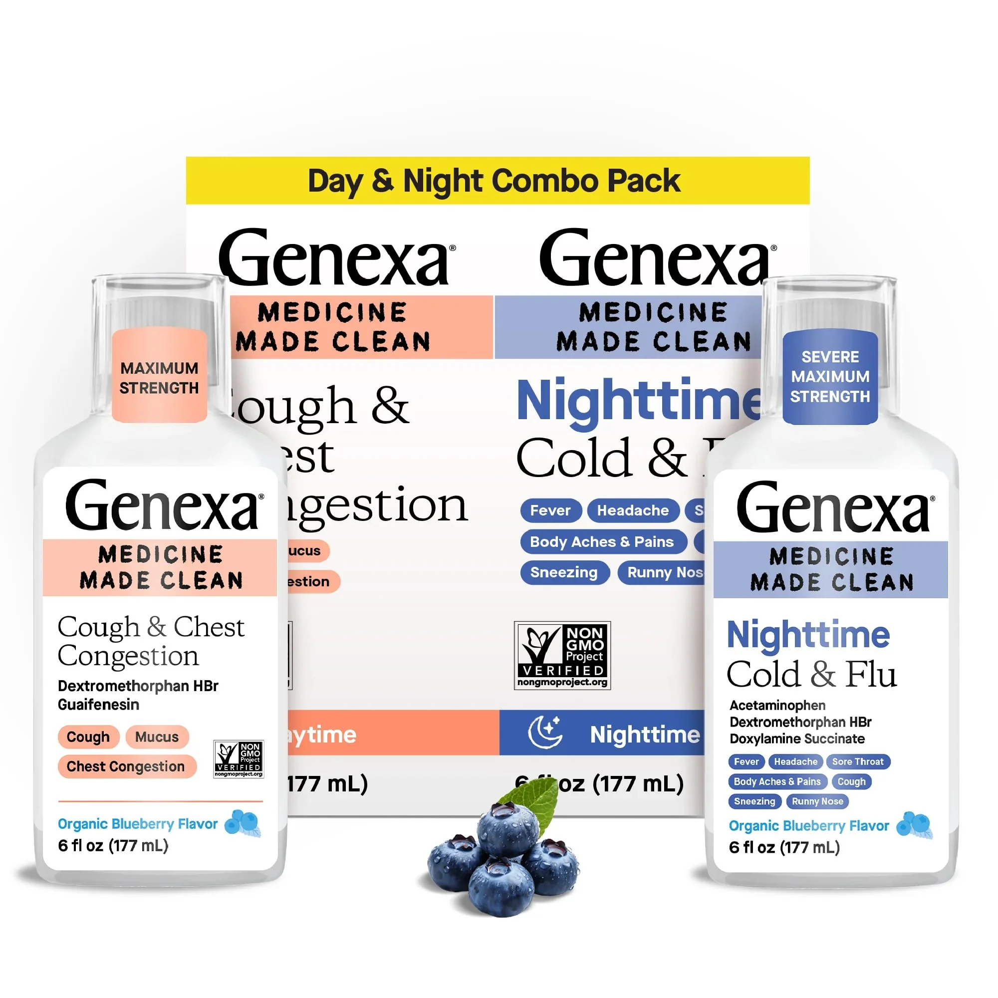 Durable GENEXA Daytime Cough Nighttime Severe Cold Flu Combo Pack Fine