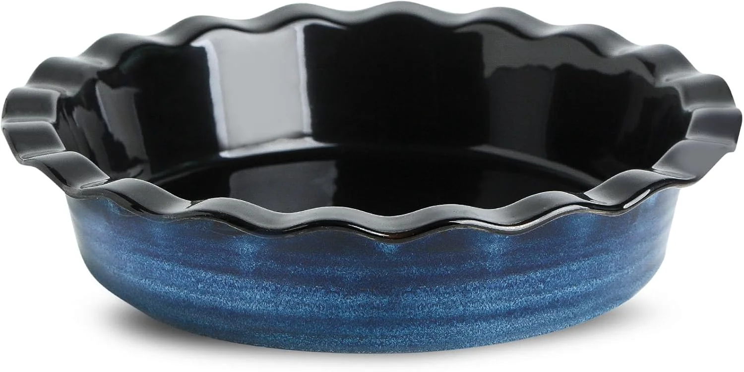 Recyclable Hasense Ceramic Pie Pan for Baking 9 inch Quiche Baking Dish for Oven Round Nonstick Pie Plates for Apple Pie Tart and Quiche Comfortable