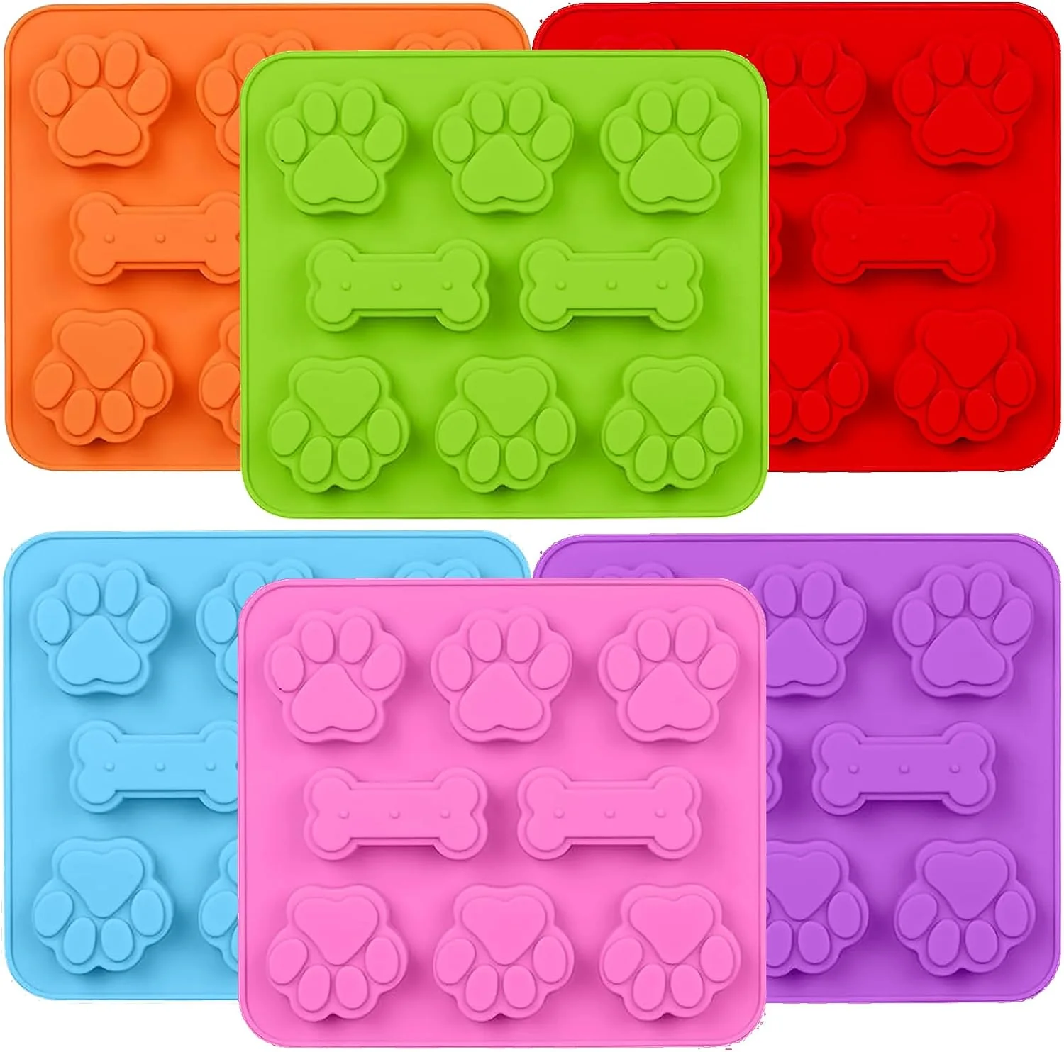 Responsible 2 in 1 Puppy Dog Paw and Bone Silicone Molds SAGOOITS Non-Stick Food Grade Silicone Molds for Chocolate Candy Jelly Ice Cube Dog （Set of 6 PCS User-Friendly