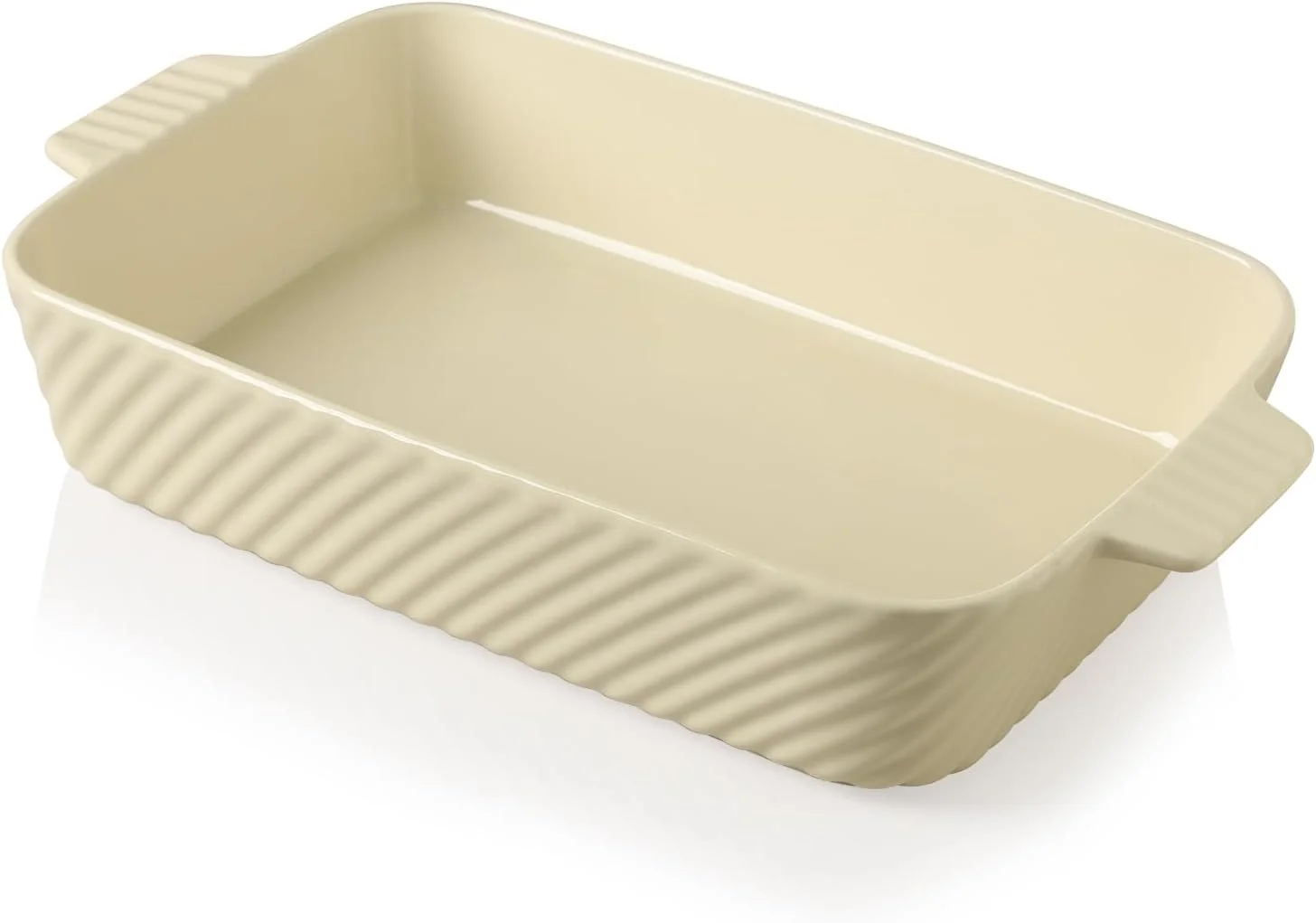 High-End Sweejar Ceramic 13 x 9 Baking Pan Cake Baking Dish for Brownie Porcelain Striped Casserole Dishes for Oven with Handle for Lasagna User-Friendly