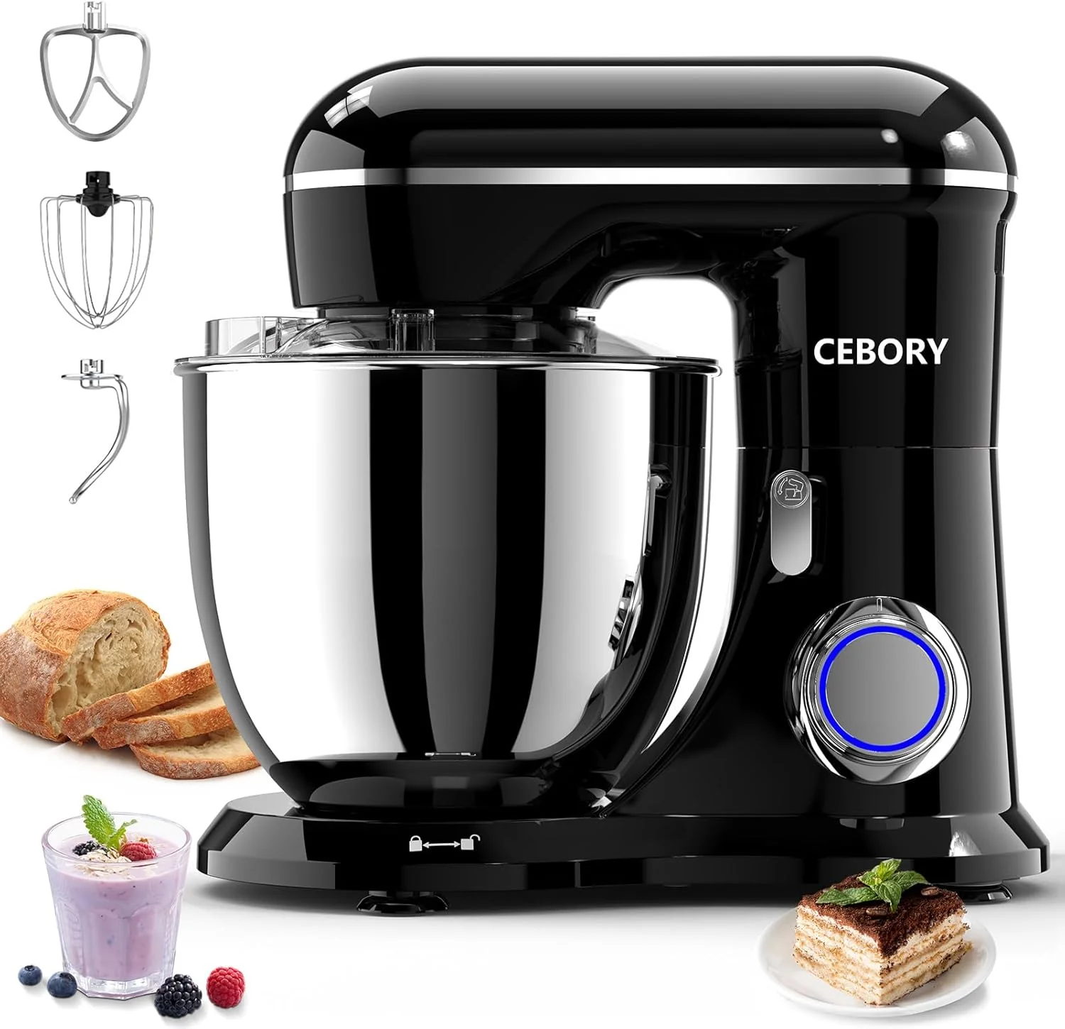 Versatile 3-IN-1 Electric Stand Mixer 6.5QT Bowl 660W 10-Speed Kitchen Mixer Household Food Mixers include Dough Hook Beater and Whisk Bread Cake Mixer for Baking and Most Home Cooks Black Crafted