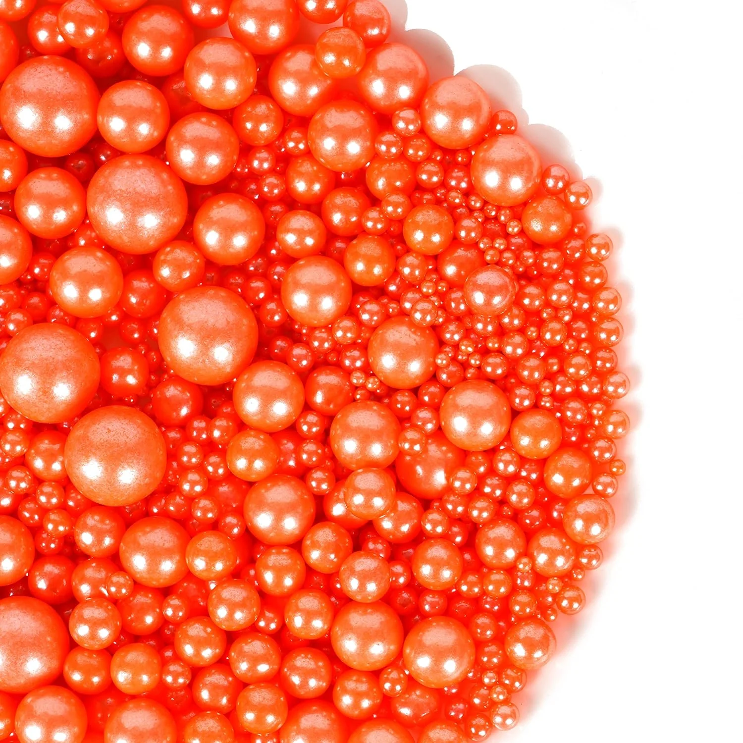 High-Grade Kasvan Orange Pearl Sugar Sprinkles – Edible Candy Pearls 130g 4.58 Oz Mix Size Baking Cake Decorations Ice Cream Toppings and Cookie Decorating Classic