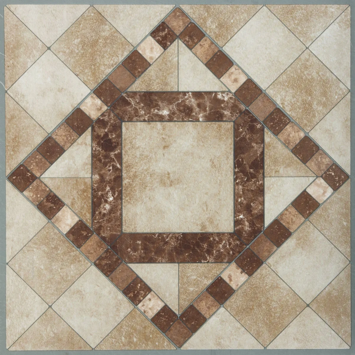 Durable Home Impressions Travertine Mosaic 12 In. x 12 In. Vinyl Floor Tile 45 Sq. Ft. Box Stylish