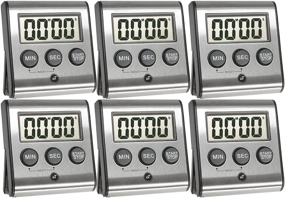 Exclusive Elegant Digital Kitchen Timer – Stainless Steel Model eT-23 Super Strong Magnetic Back Loud Alarm Large Display Auto Memory Versatile
