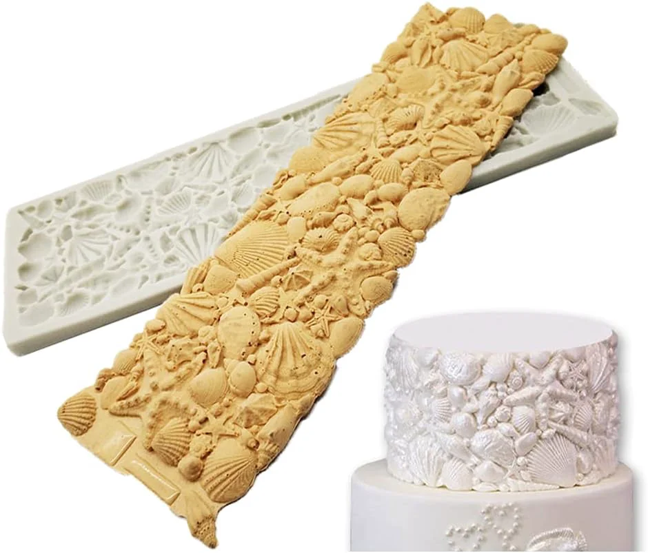 Excellent Cestony Sea Theme Shell Conch Fondant Silicone Mold Cake Border Brim Decor Sugarcraft Decorating Moulds for DIY Cake Fondant Biscuit Cookies Sugar Healthy