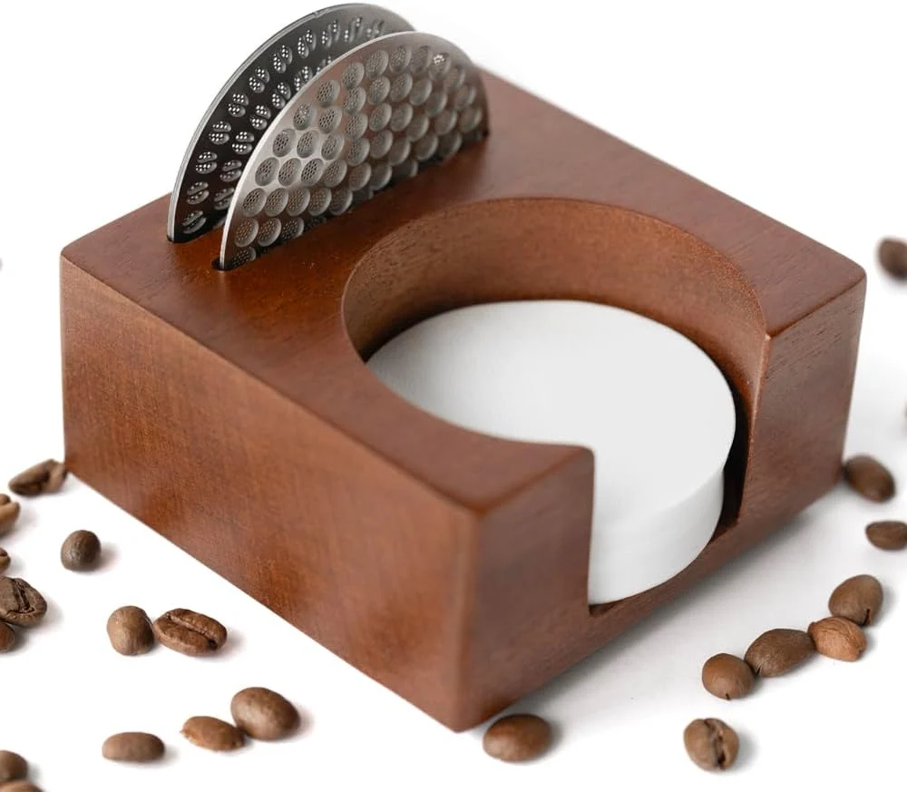 Responsible 2 IN 1 Holder Stand For the Coffee Filter Paper and Espresso Puck Screen Sapele Premium Solid Wood Organizer For Tidying Espresso Accessories Filter Not Included for 51 54mm Unique