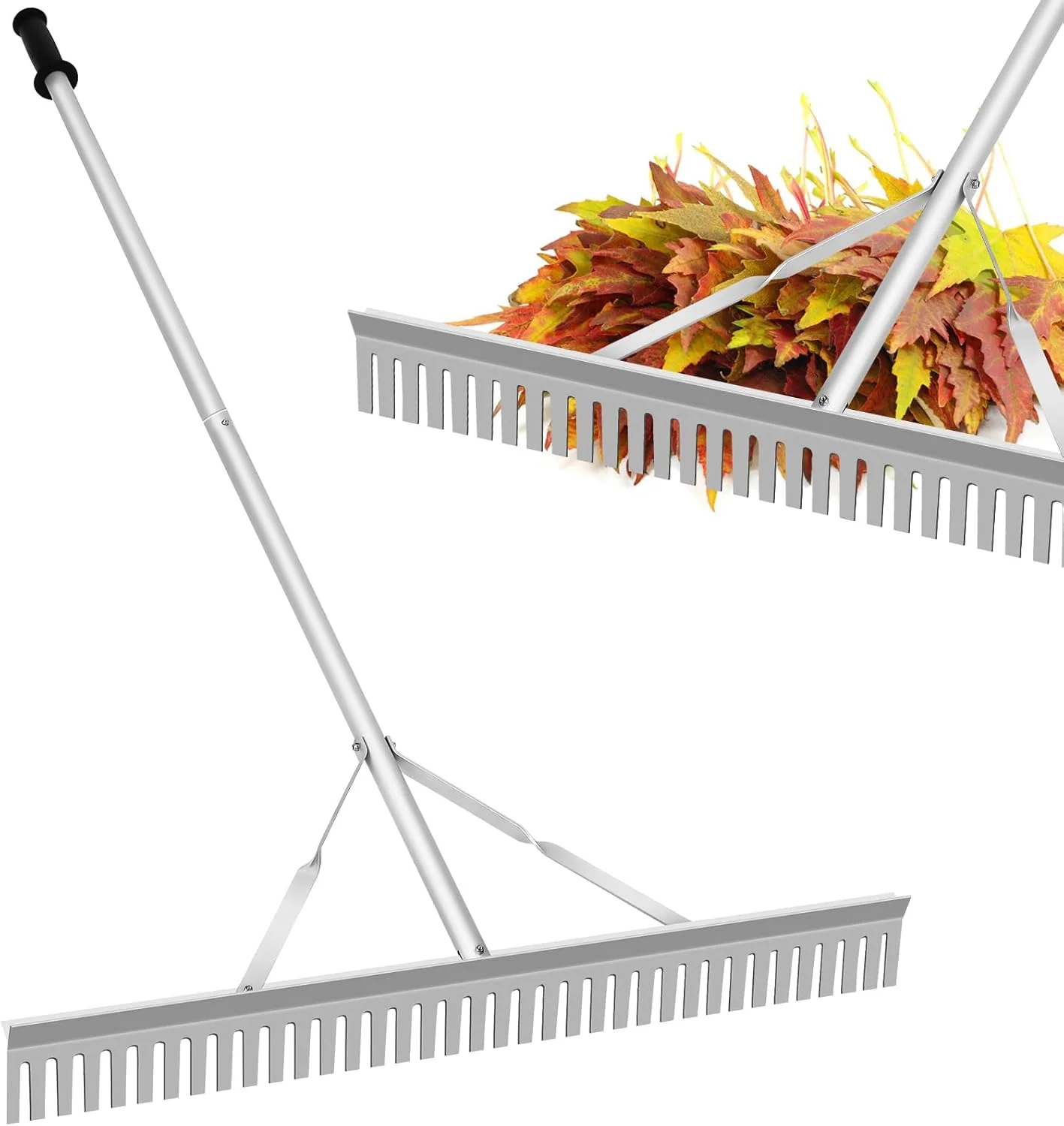 Organic Aluminum Landscape Rake 36 Landscape Rake Leaf Rake with 67 Inch Handle Aluminum Yard Rake Tool for Loosening Soil Lawn Care Weeding Lake Garden Superior