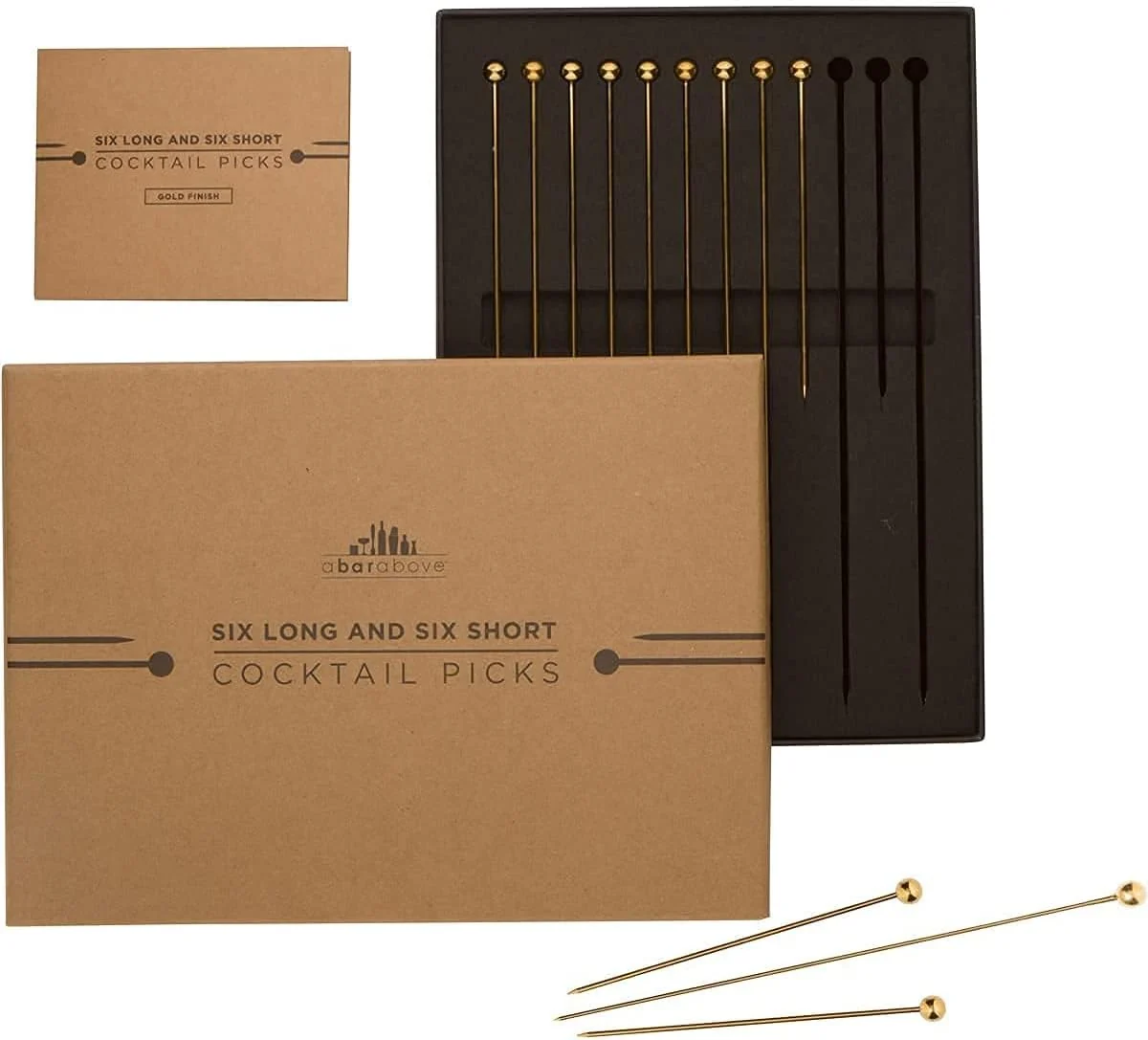 Convenient A Bar Above Gold Cocktail Picks 12 Elegant Metal Skewers for Drink Garnishes Appetizers and Shrimp Cocktail Easy-to-Use