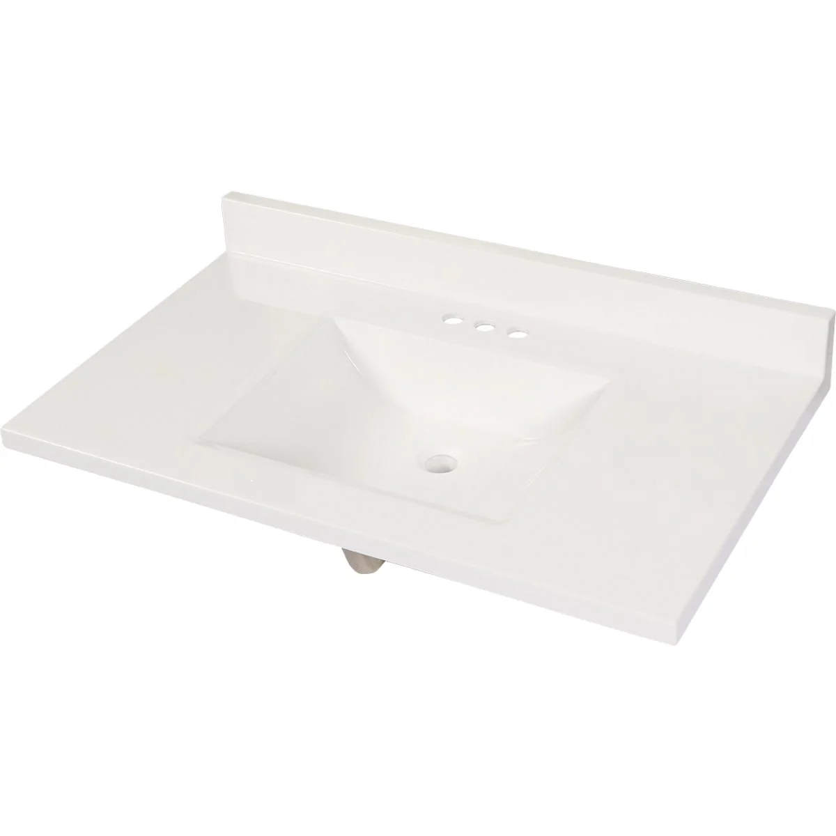 Fine Crafted Modular Vanity Tops 37 In. W x 22 In. D Solid White Cultured Marble Vanity Top with Rectangular Wave Bowl Green