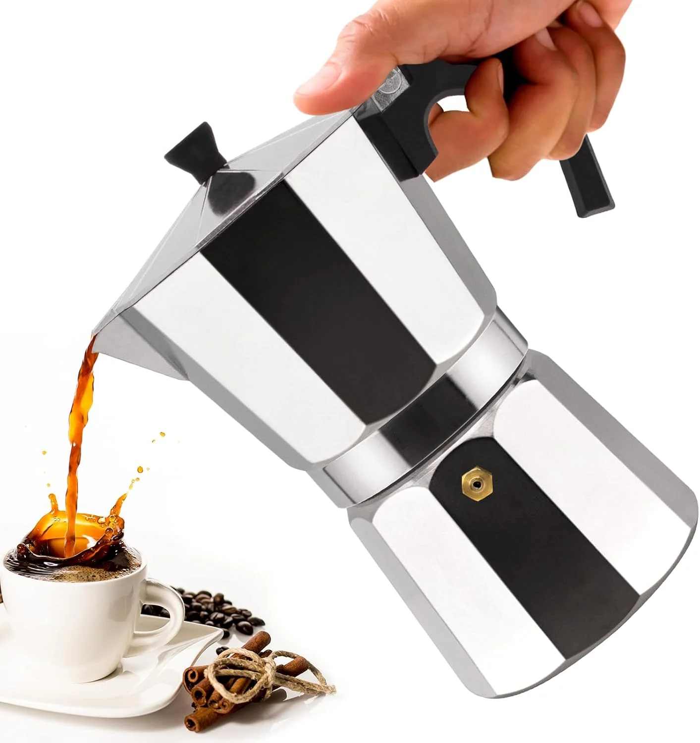 Selected 6 Cup Aluminum Moka Pot Classic Stovetop Espresso Coffee Maker 300ml 10oz Coffee maker Percolator Mocha Pot Greca Coffee Maker Cafe Makers for Italian and Cuban Café Brewing Silver World-Class