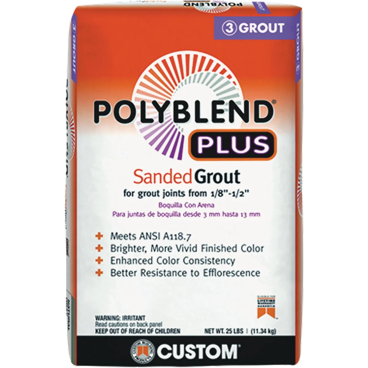 Modern Custom Building Products PolyBlend PLUS 25 Lb. Delorean Gray Sanded Tile Grout Reusable