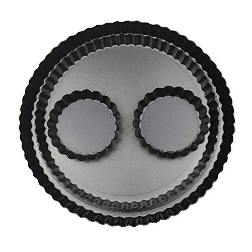 Original 11 9 Inch Round Tart Pans with 2Pcs 4” Mini Pans. Removable Bottom Recyclable