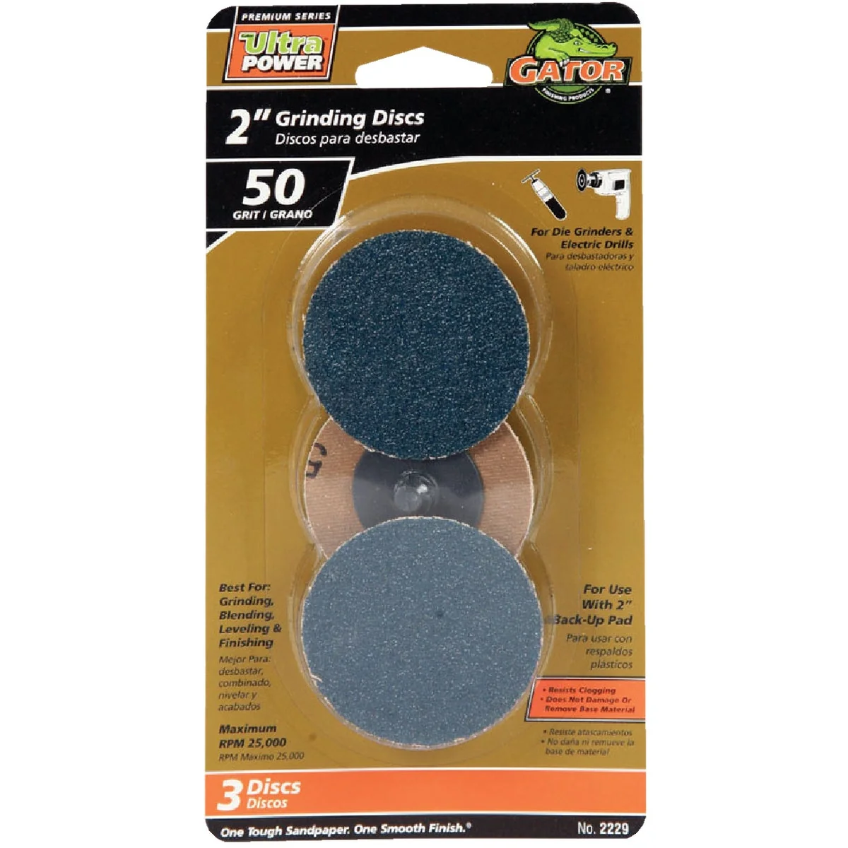 Functional Gator Surface 2 In. 50 Grit Grinding Surface Conditioning Sanding Disc 3-Pack Clean