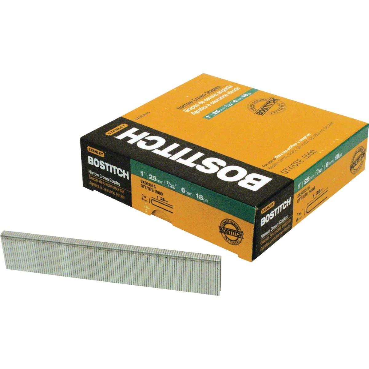 Elite Bostitch 18-Gauge Galvanized Narrow Crown Finish Staple 7 32 In. x 1-1 2 In. 3000 Ct. Fine