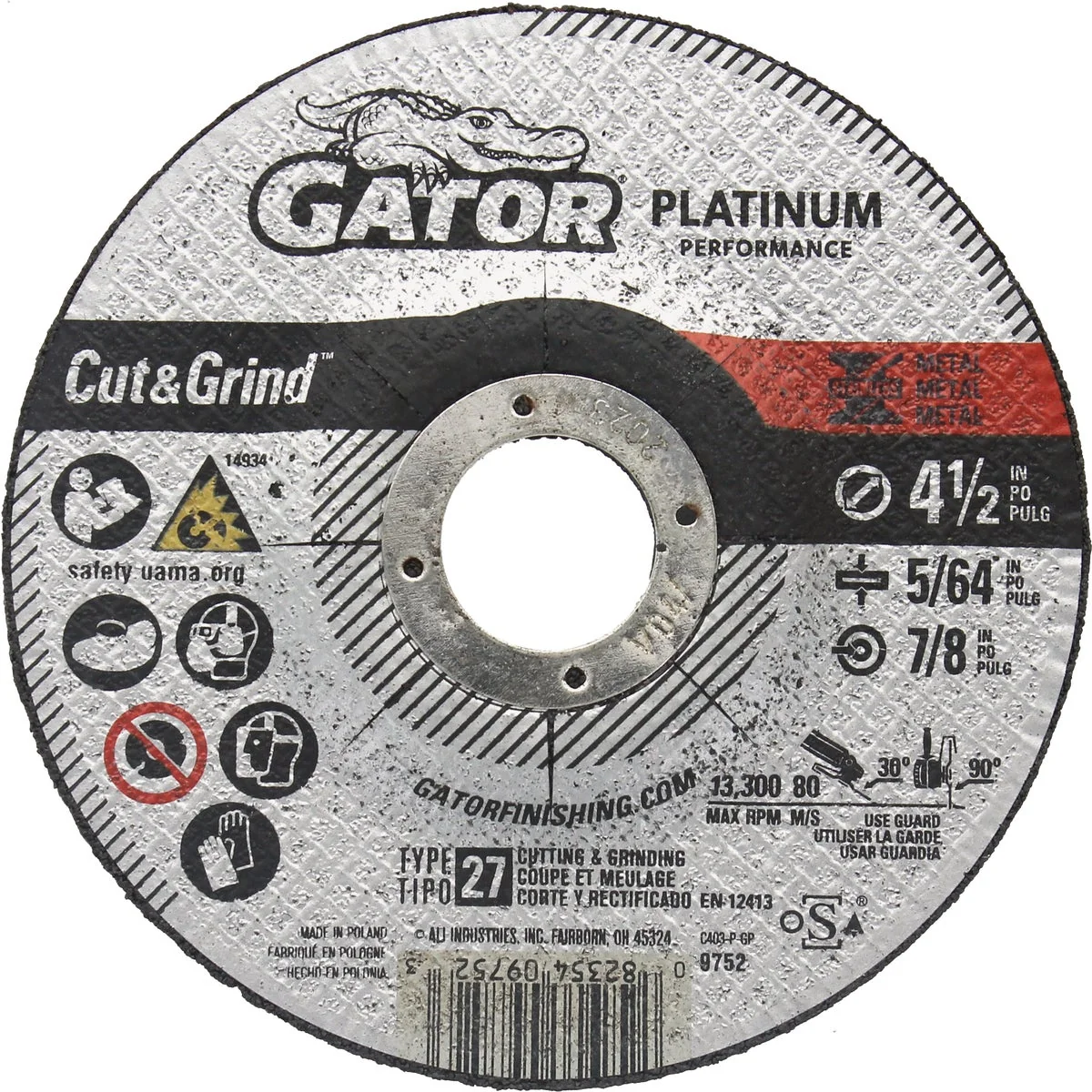 Convenient Gator Blade Type 27 4-1 2 In. x 5 64 In. x 7 8 In. Metal Stainless Cut-Off Wheel Professional