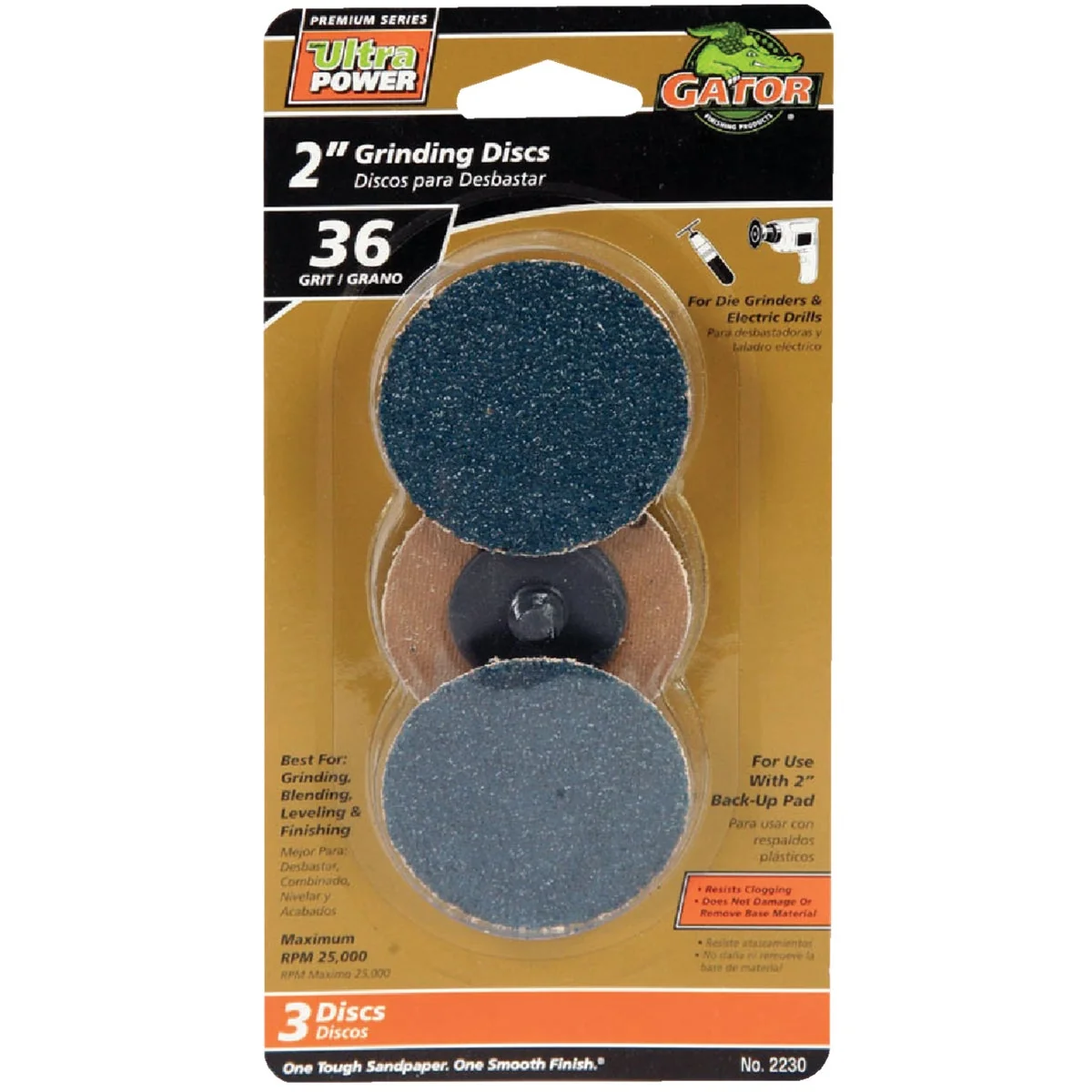 Official Gator Surface 2 In. 36 Grit Grinding Surface Conditioning Sanding Disc 3-Pack Professional
