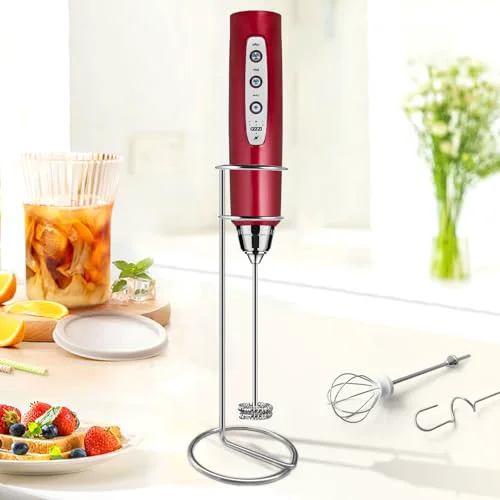 High-Performance Milk Frother Wand Rechargeable Handheld Electric Whisk 3 Speed Adjustable Soft