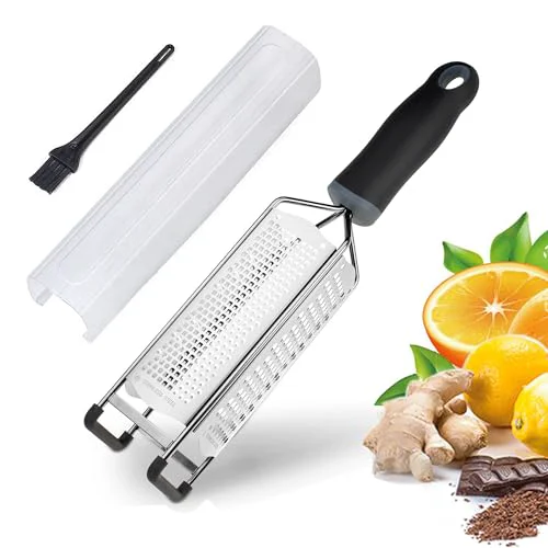 Efficient 3-in-1 Lemon Zester Cheese Grater 304 Stainless Steel 12-Inch Black Traditional