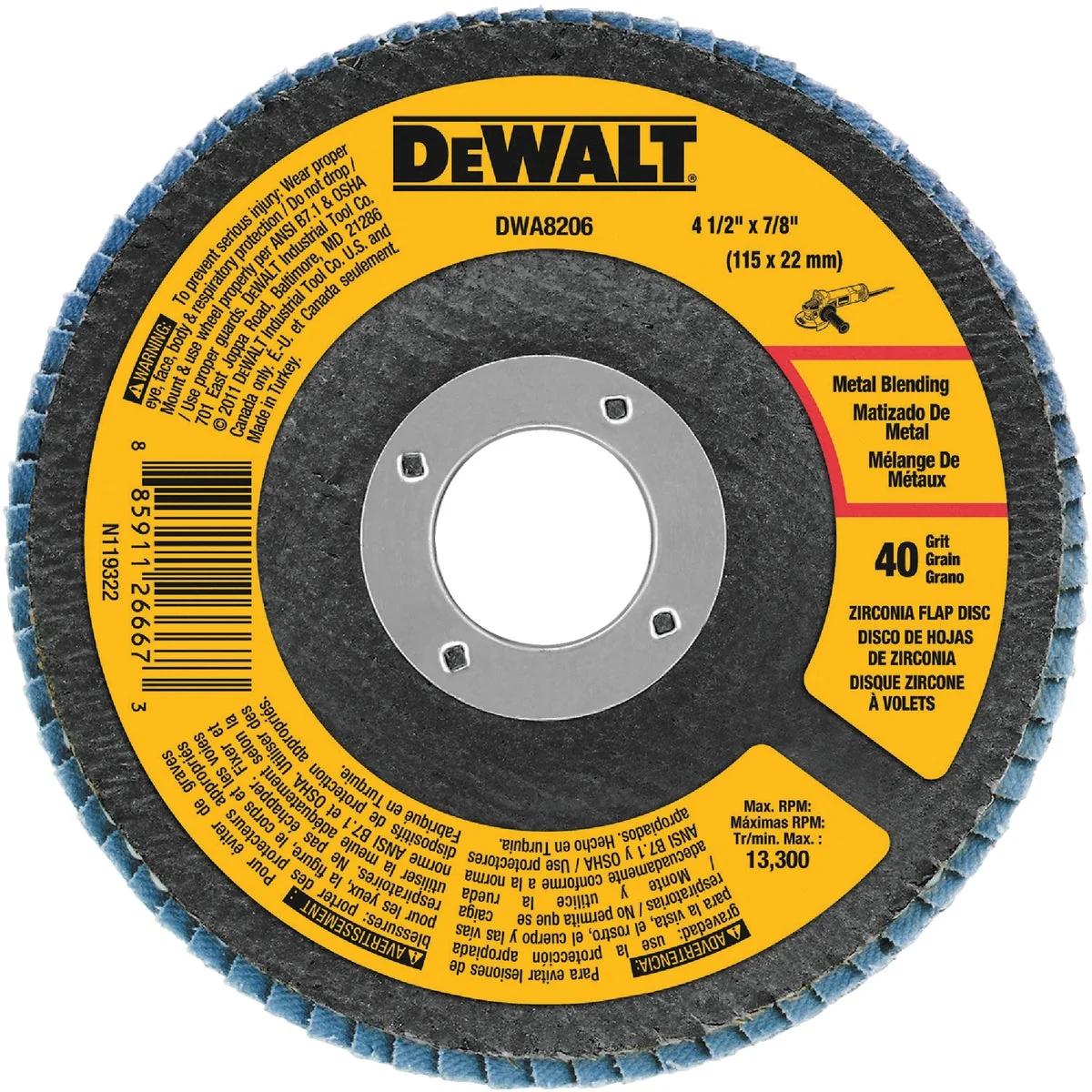 Easy-to-Use DeWalt 4-1 2 In. x 7 8 In. 40-Grit Type 29 Zirconia Angle Grinder Flap Disc Official