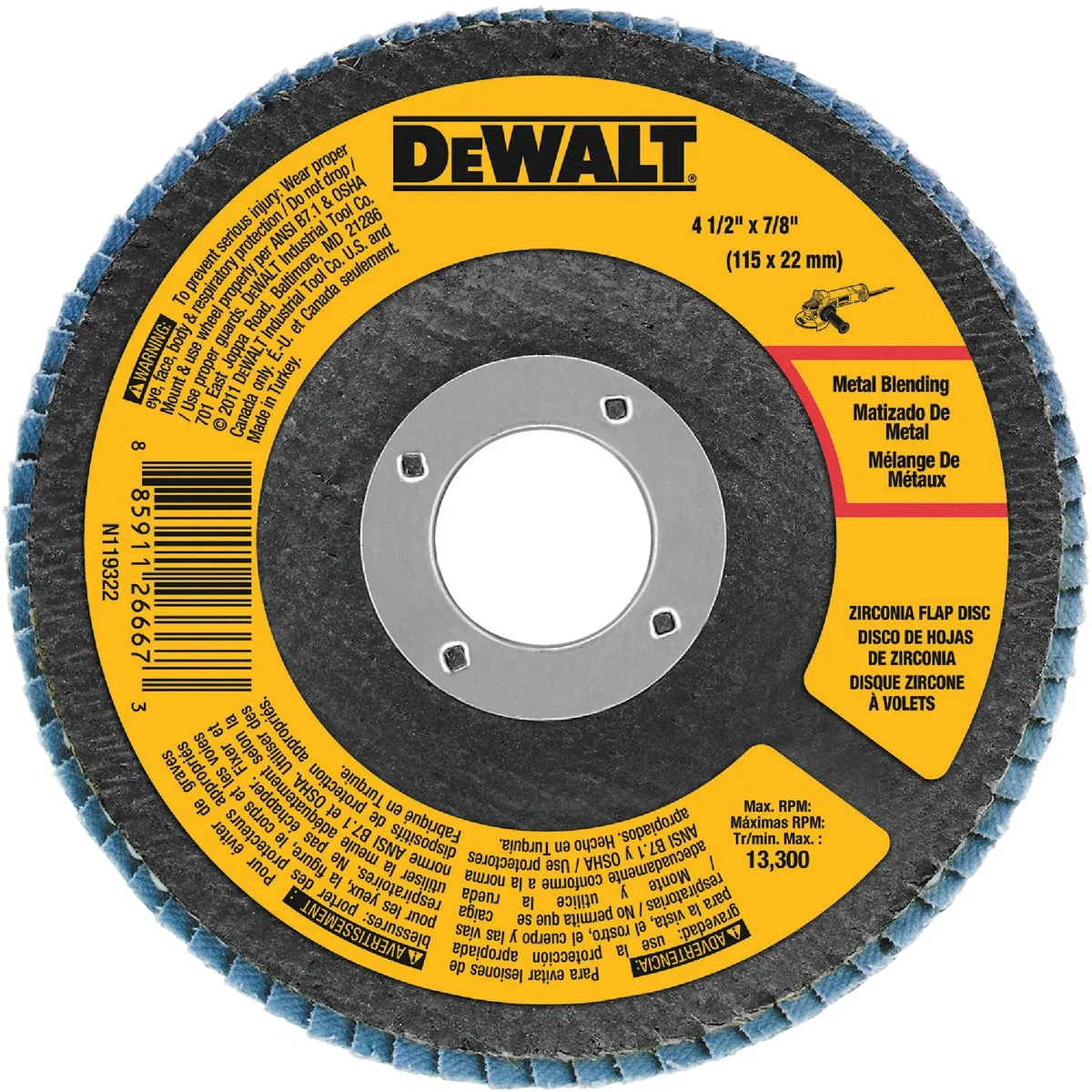 Artisan DeWalt 4-1 2 In. x 7 8 In. 80-Grit Type 29 Zirconia Angle Grinder Flap Disc Fine