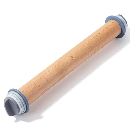 Reusable Adjustable Rolling Pin with Thickness Rings Smooth