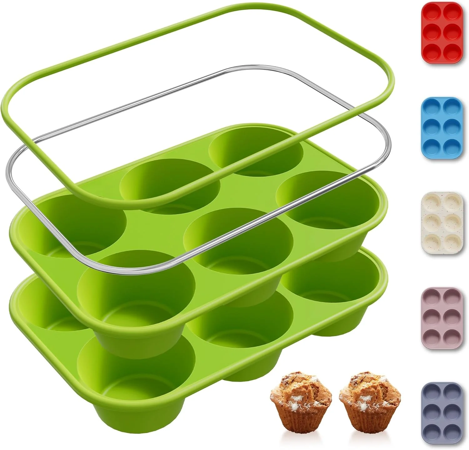 Versatile 2 Pack 6 Cups Silicone Jumbo Muffin Pan with Metal Reinforced Frame Silicone Molds Mother Day Mama Mommy Bonus Mom Ever Mother In Law Gifts Step Mom Stepmom Grandma Gigi Granny Nana Present Innovative