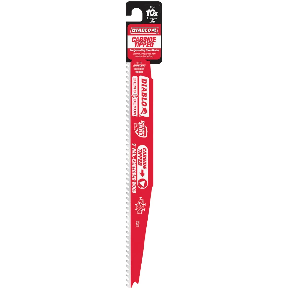 Functional Diablo Demo Demon 9 In. 6 TPI Carbide Wood w Nails Reciprocating Saw Blade Modern